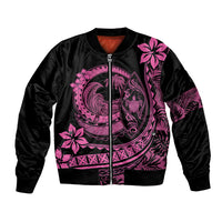 Polynesian Plumeria Bomber Jacket Ride The Waves - Pink LT7 - Wonder Print Shop