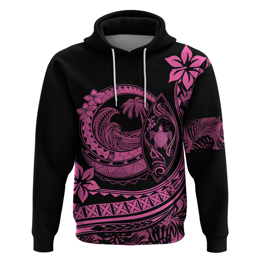 Polynesian Plumeria Hoodie Ride The Waves - Pink - Wonder Print Shop