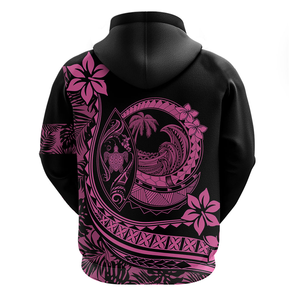 Polynesian Plumeria Hoodie Ride The Waves - Pink - Wonder Print Shop