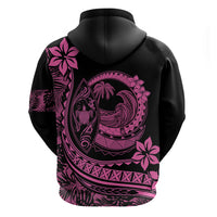 Polynesian Plumeria Hoodie Ride The Waves - Pink - Wonder Print Shop