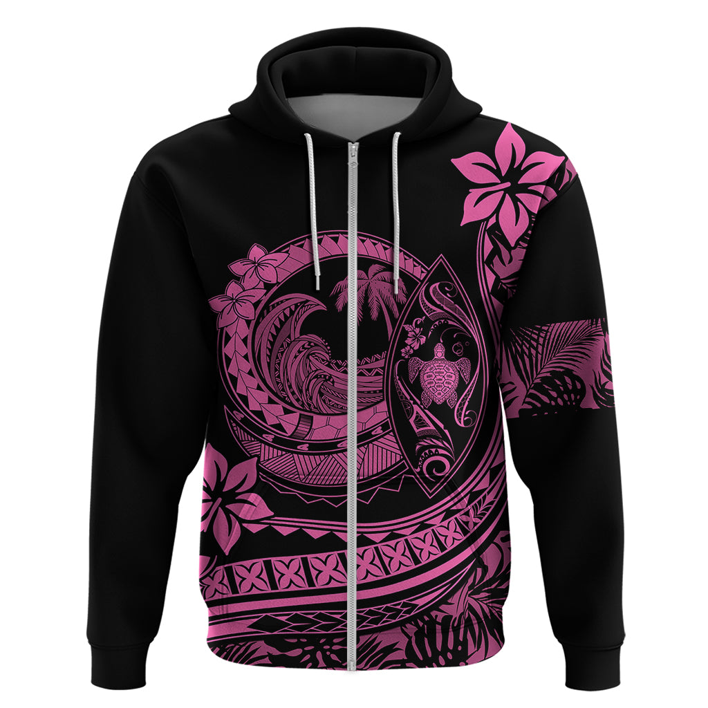 Polynesian Plumeria Hoodie Ride The Waves - Pink - Wonder Print Shop