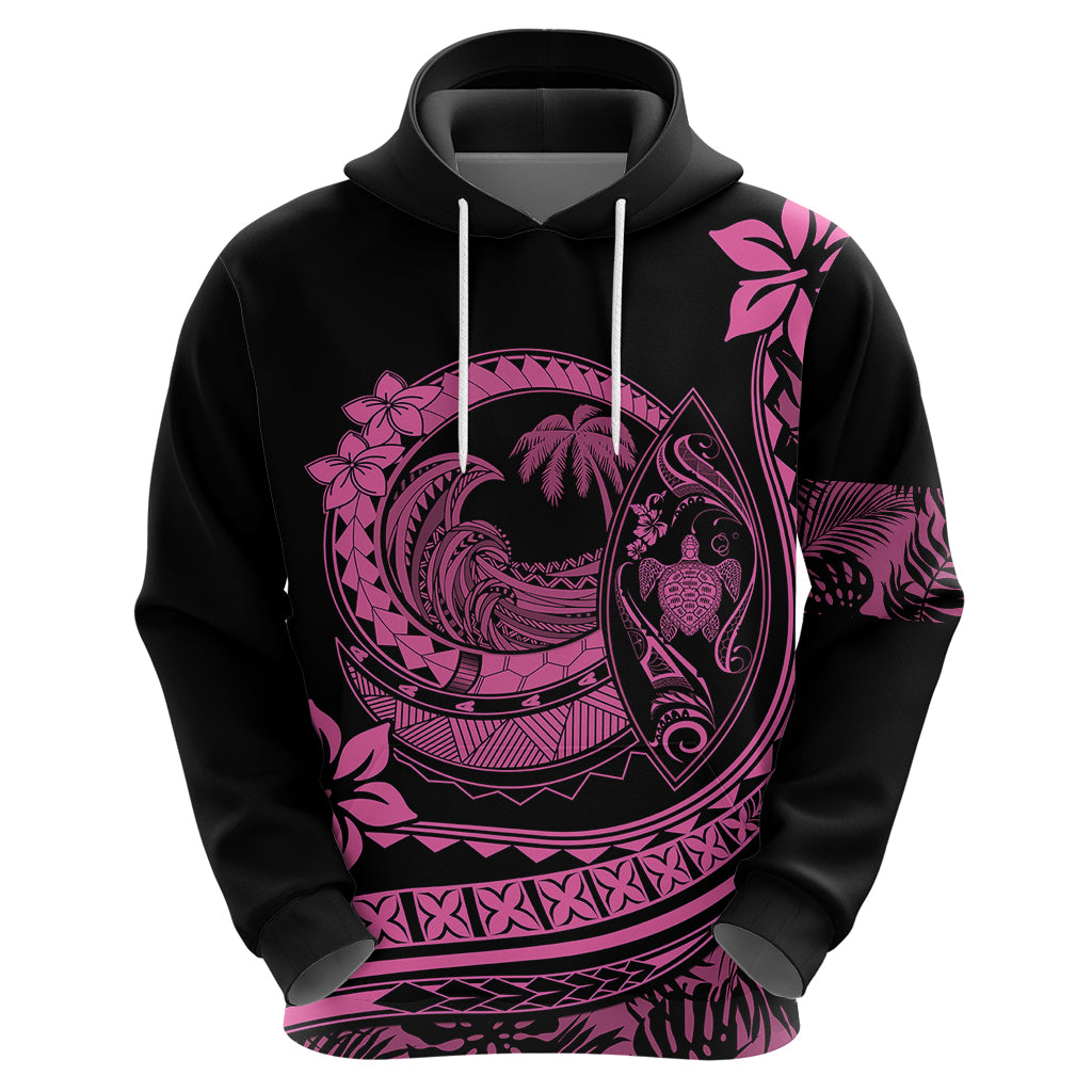 Polynesian Plumeria Hoodie Ride The Waves - Pink - Wonder Print Shop