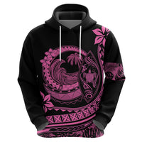Polynesian Plumeria Hoodie Ride The Waves - Pink - Wonder Print Shop