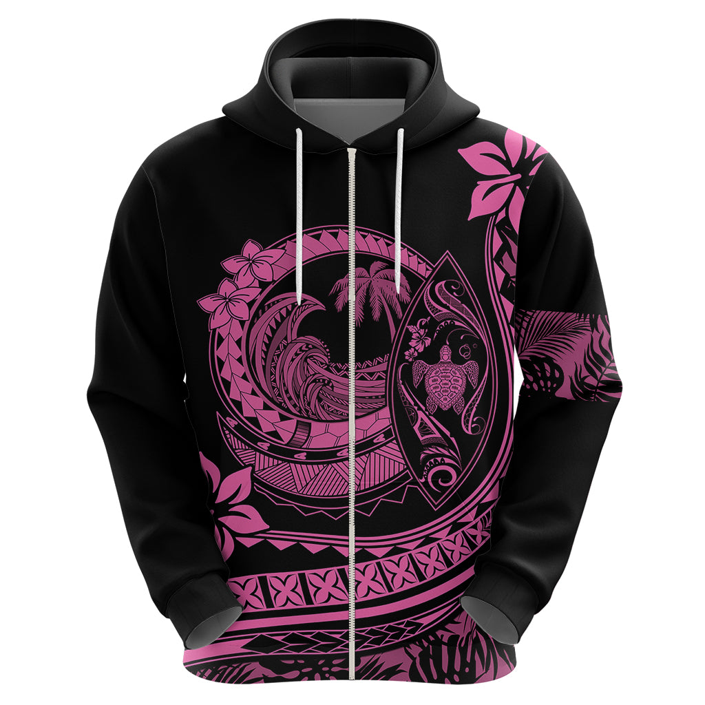 Polynesian Plumeria Hoodie Ride The Waves - Pink - Wonder Print Shop