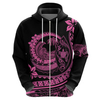 Polynesian Plumeria Hoodie Ride The Waves - Pink - Wonder Print Shop