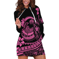 Polynesian Plumeria Hoodie Dress Ride The Waves - Pink - Wonder Print Shop
