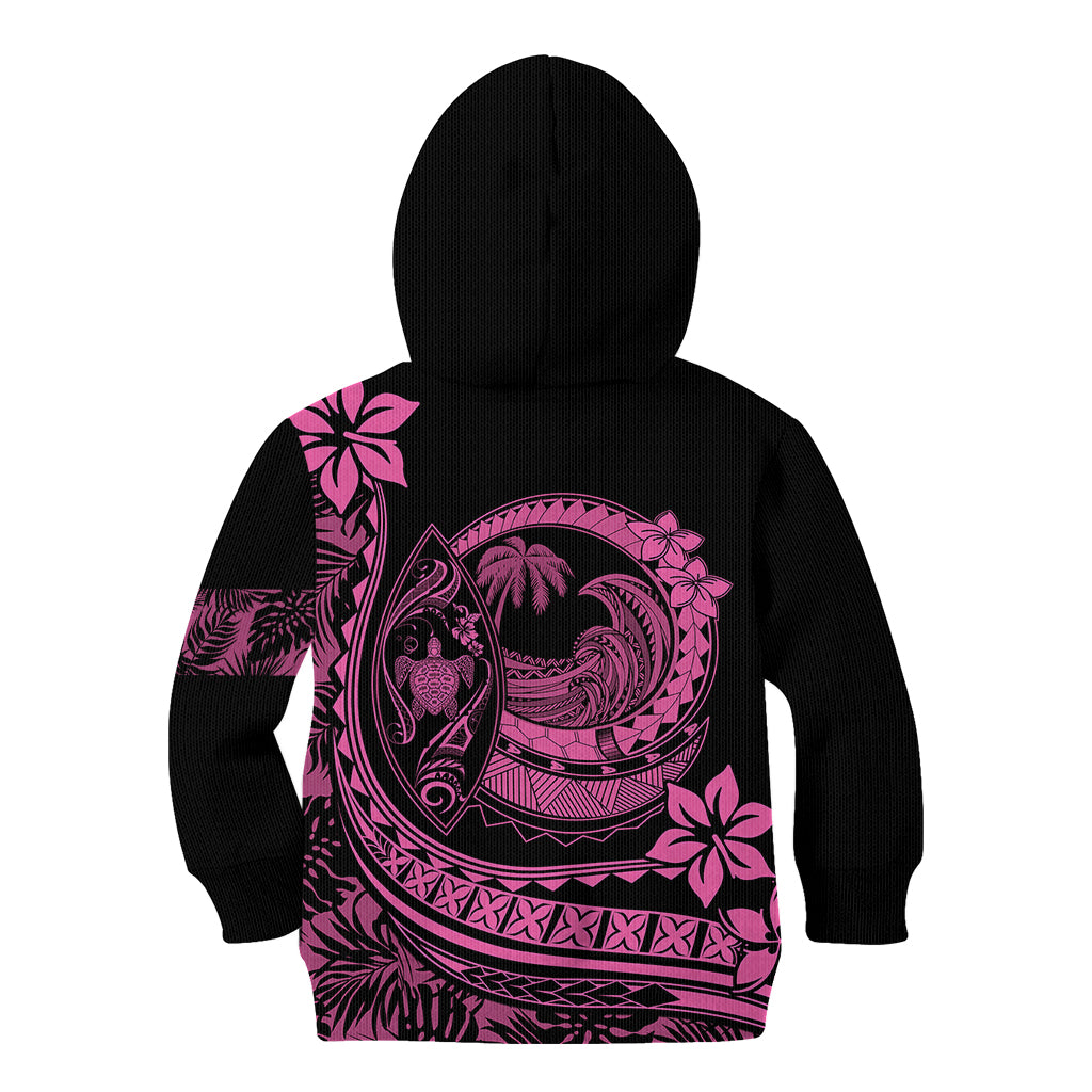 Polynesian Plumeria Kid Hoodie Ride The Waves - Pink - Wonder Print Shop