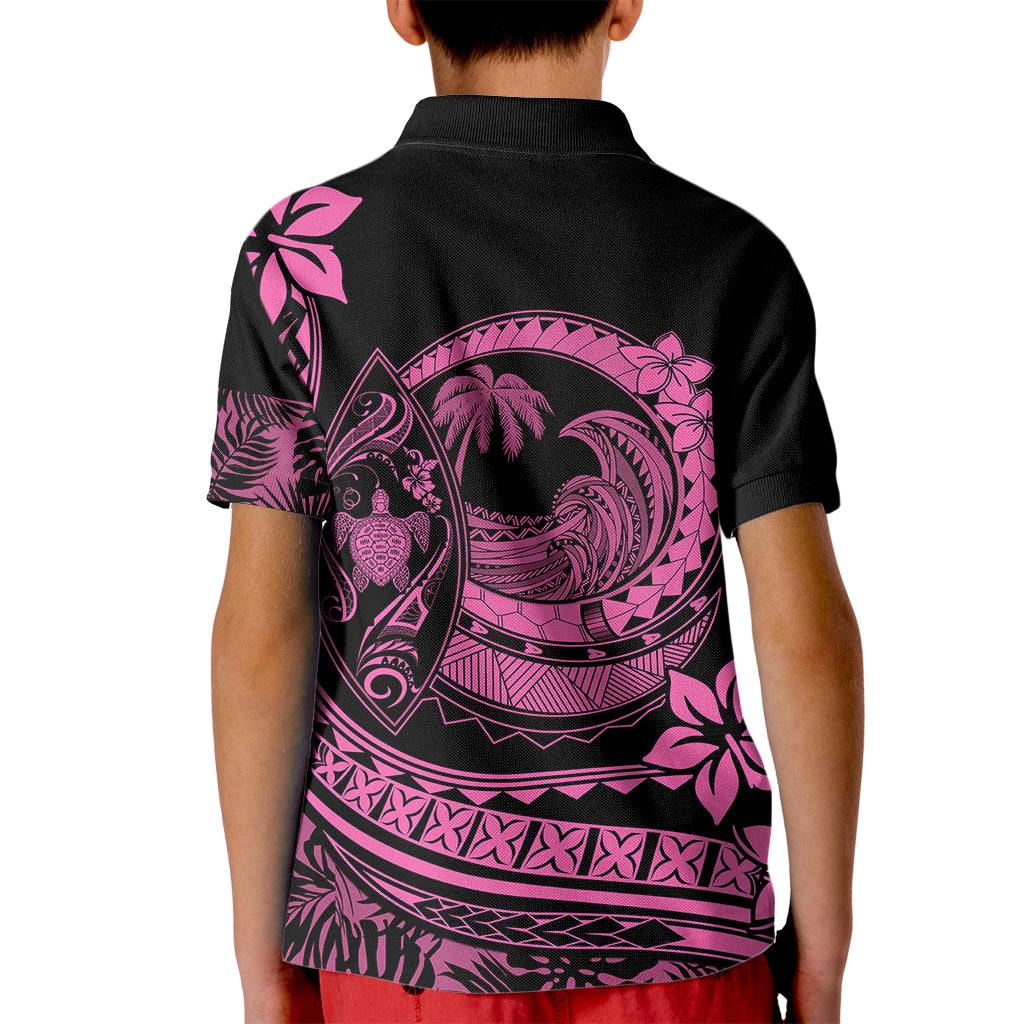 Polynesian Plumeria Kid Polo Shirt Ride The Waves - Pink - Wonder Print Shop