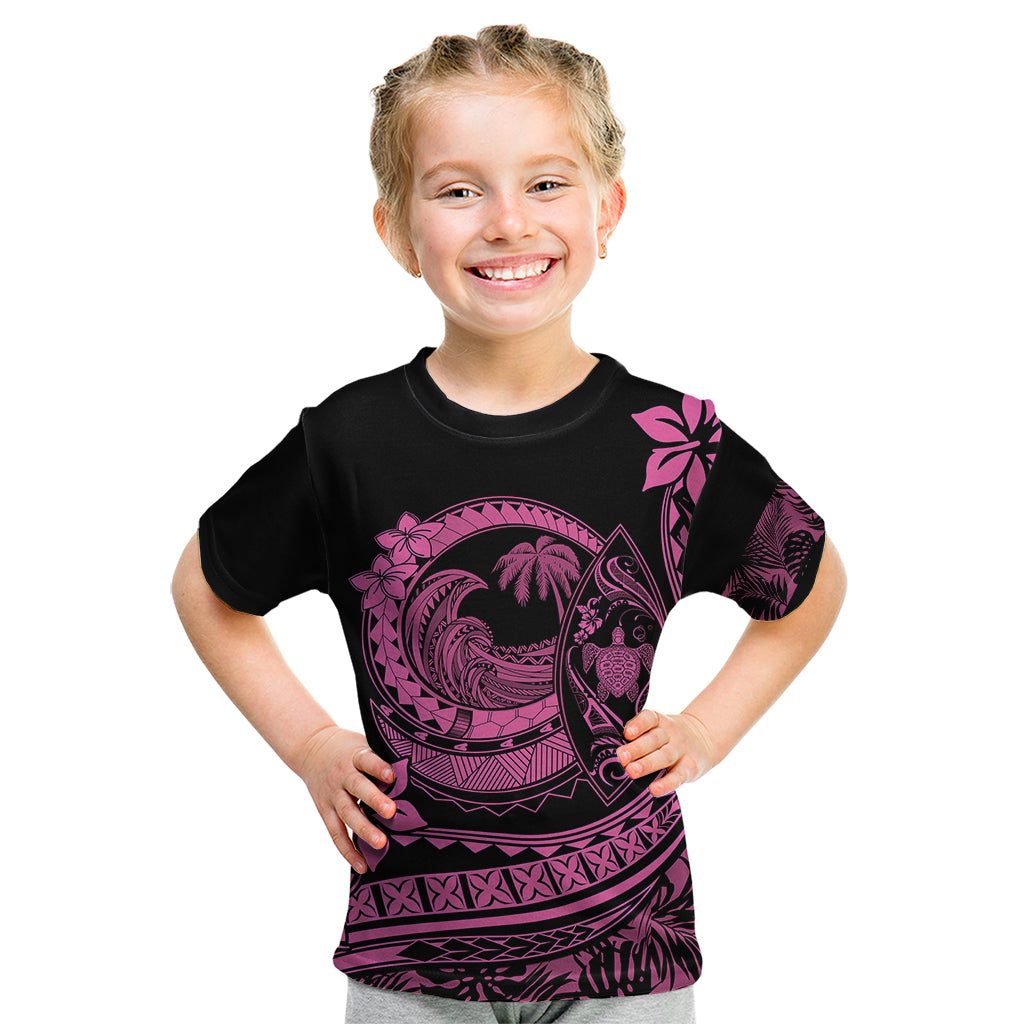 Polynesian Plumeria Kid T Shirt Ride The Waves - Pink - Wonder Print Shop