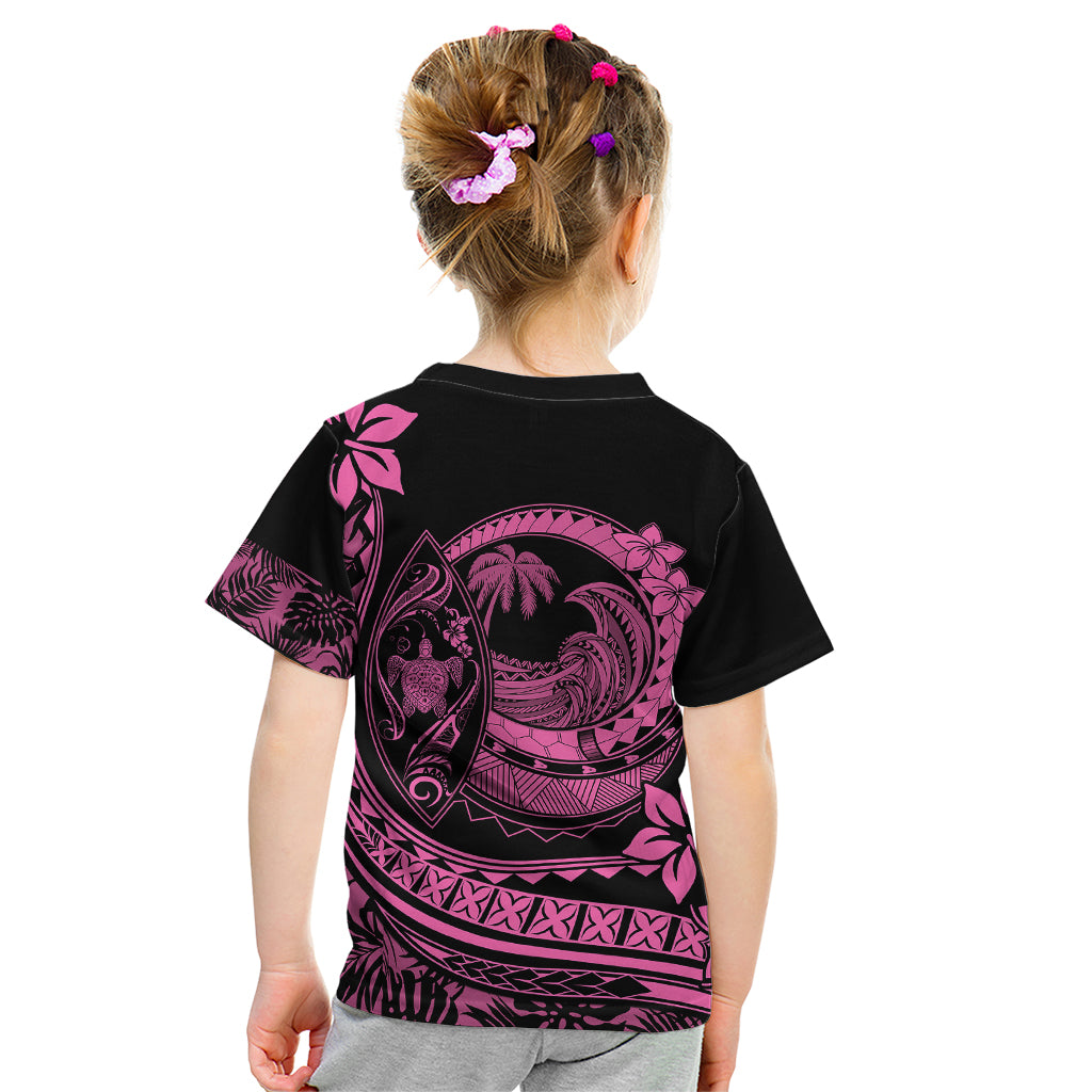 Polynesian Plumeria Kid T Shirt Ride The Waves - Pink - Wonder Print Shop