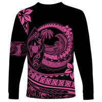 Polynesian Plumeria Long Sleeve Shirt Ride The Waves - Pink - Wonder Print Shop