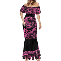 Polynesian Plumeria Mermaid Dress Ride The Waves - Pink - Wonder Print Shop