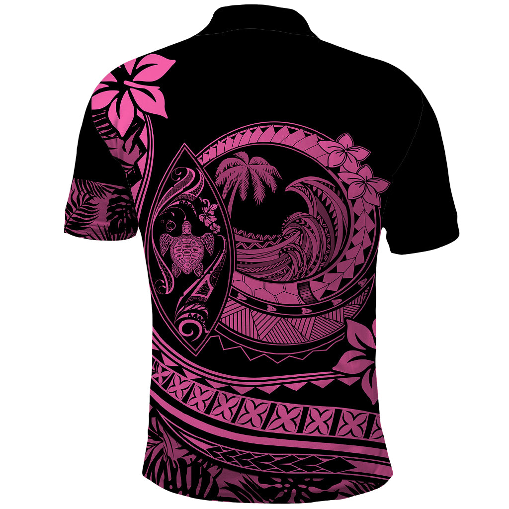 Polynesian Plumeria Polo Shirt Ride The Waves - Pink - Wonder Print Shop