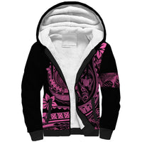 Polynesian Plumeria Sherpa Hoodie Ride The Waves - Pink - Wonder Print Shop