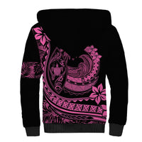 Polynesian Plumeria Sherpa Hoodie Ride The Waves - Pink - Wonder Print Shop