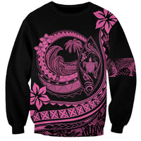 Polynesian Plumeria Sweatshirt Ride The Waves - Pink - Wonder Print Shop