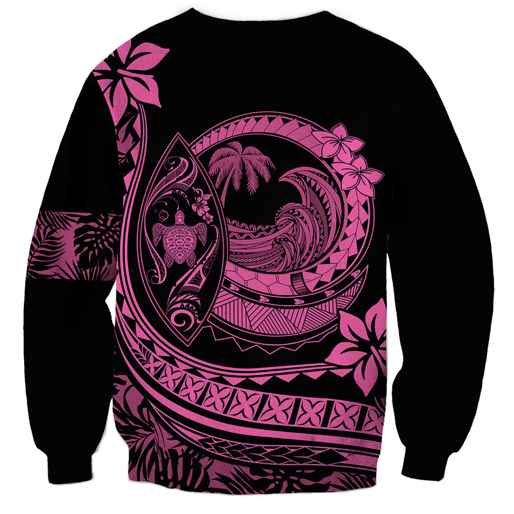 Polynesian Plumeria Sweatshirt Ride The Waves - Pink - Wonder Print Shop