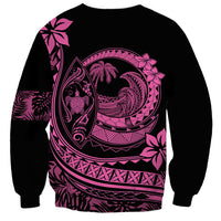 Polynesian Plumeria Sweatshirt Ride The Waves - Pink - Wonder Print Shop