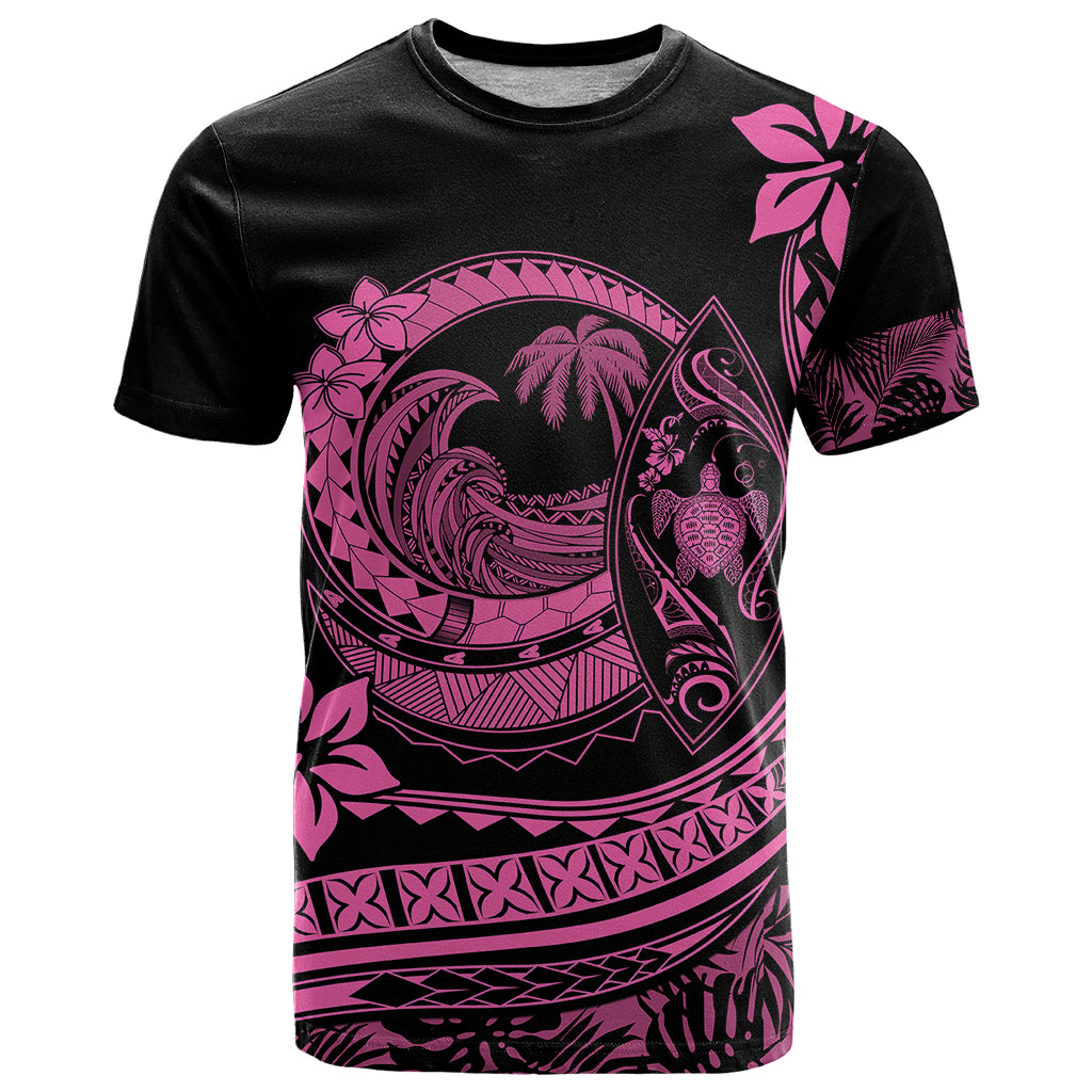 Polynesian Plumeria T Shirt Ride The Waves - Pink - Wonder Print Shop