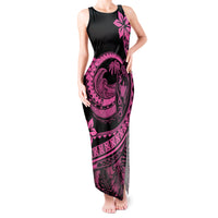 Polynesian Plumeria Tank Maxi Dress Ride The Waves - Pink - Wonder Print Shop