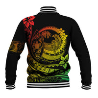 Polynesian Plumeria Baseball Jacket Ride The Waves - Reggae LT7 - Wonder Print Shop