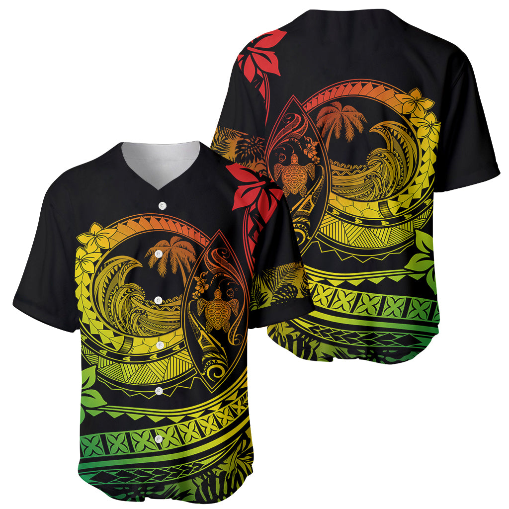 Polynesian Plumeria Baseball Jersey Ride The Waves - Reggae LT7 - Wonder Print Shop
