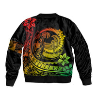 Polynesian Plumeria Bomber Jacket Ride The Waves - Reggae LT7 - Wonder Print Shop