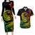Polynesian Plumeria Couples Matching Long Sleeve Bodycon Dress and Hawaiian Shirt Ride The Waves - Reggae LT7 - Wonder Print Shop
