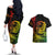 Polynesian Plumeria Couples Matching Off The Shoulder Long Sleeve Dress and Hawaiian Shirt Ride The Waves - Reggae LT7 - Wonder Print Shop