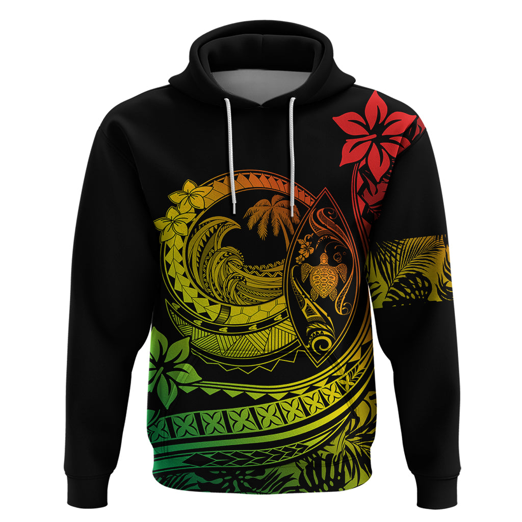 Polynesian Plumeria Hoodie Ride The Waves - Reggae - Wonder Print Shop