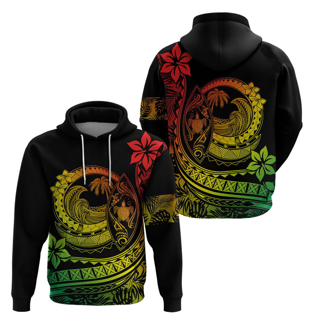 Polynesian Plumeria Hoodie Ride The Waves - Reggae - Wonder Print Shop
