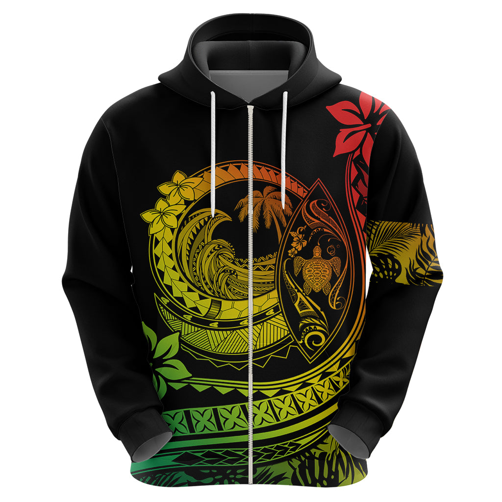 Polynesian Plumeria Hoodie Ride The Waves - Reggae - Wonder Print Shop