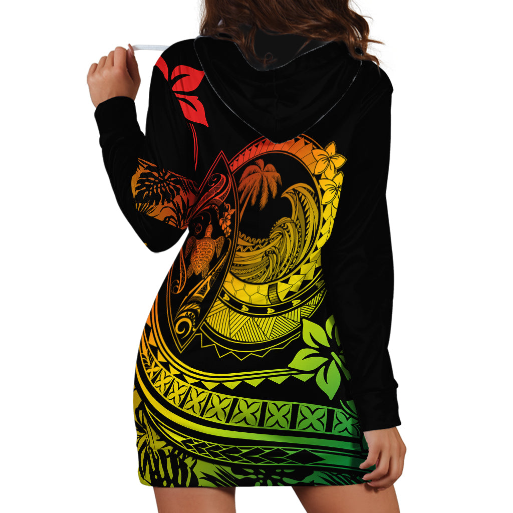 Polynesian Plumeria Hoodie Dress Ride The Waves - Reggae - Wonder Print Shop