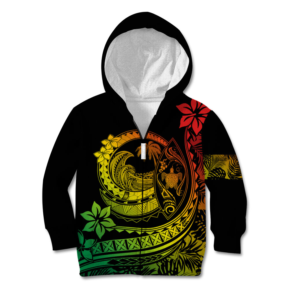 Polynesian Plumeria Kid Hoodie Ride The Waves - Reggae - Wonder Print Shop