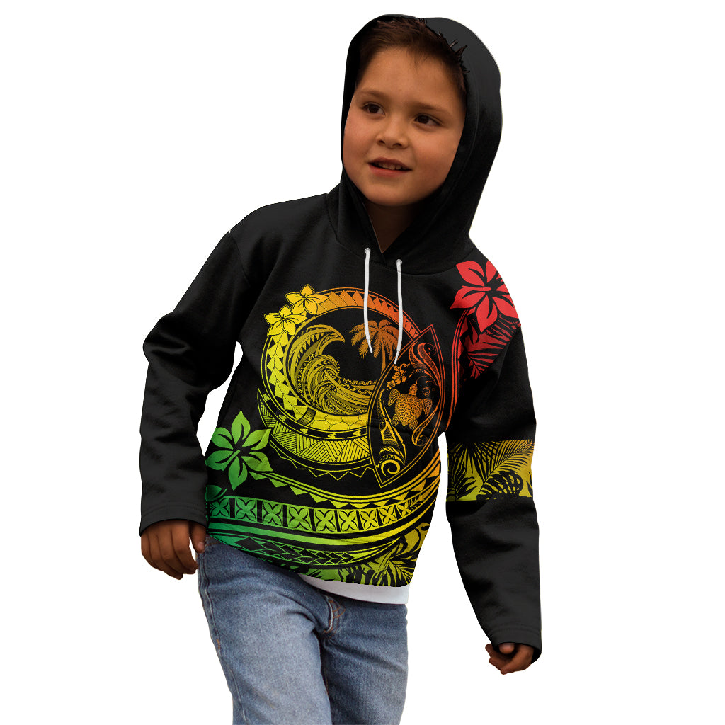 Polynesian Plumeria Kid Hoodie Ride The Waves - Reggae - Wonder Print Shop