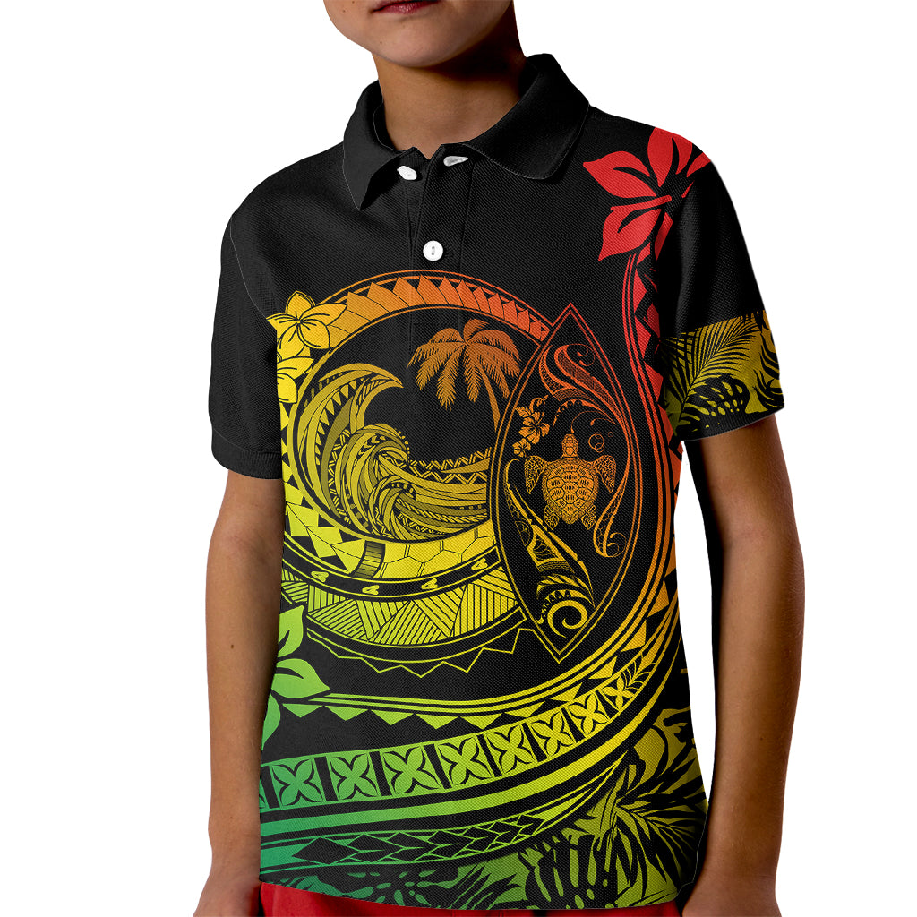 Polynesian Plumeria Kid Polo Shirt Ride The Waves - Reggae - Wonder Print Shop