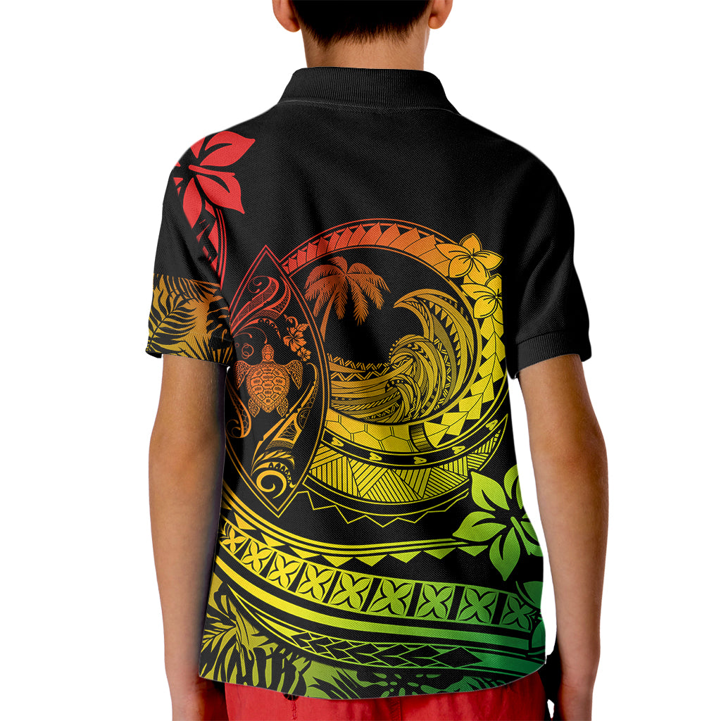 Polynesian Plumeria Kid Polo Shirt Ride The Waves - Reggae - Wonder Print Shop