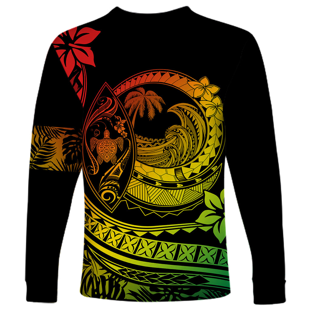 Polynesian Plumeria Long Sleeve Shirt Ride The Waves - Reggae - Wonder Print Shop