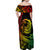Polynesian Plumeria Off Shoulder Maxi Dress Ride The Waves - Reggae - Wonder Print Shop