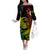 Polynesian Plumeria Off The Shoulder Long Sleeve Dress Ride The Waves - Reggae - Wonder Print Shop