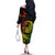 Polynesian Plumeria Off The Shoulder Long Sleeve Dress Ride The Waves - Reggae - Wonder Print Shop
