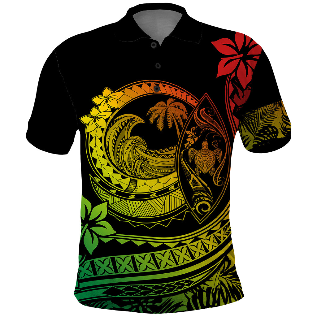 Polynesian Plumeria Polo Shirt Ride The Waves - Reggae - Wonder Print Shop