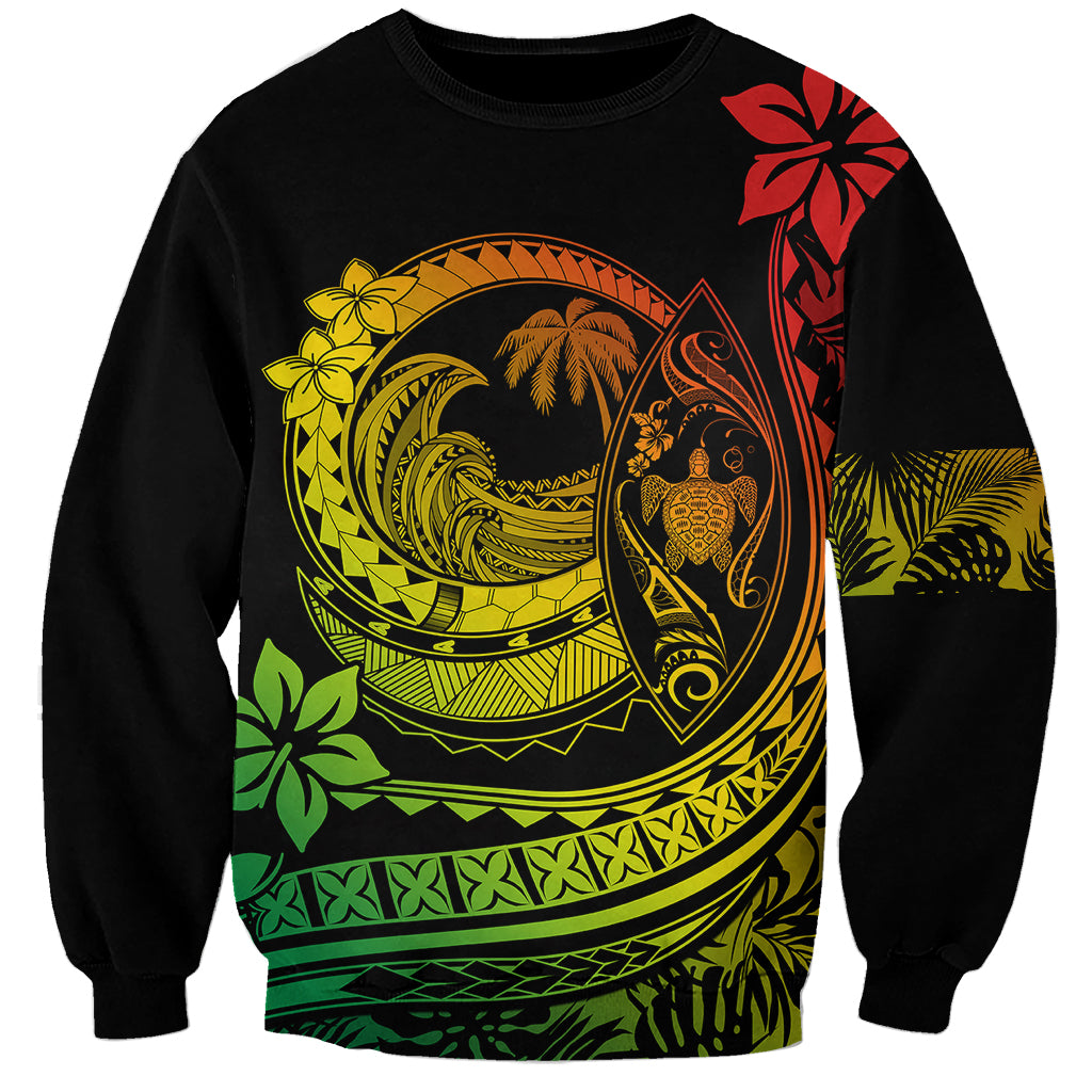 Polynesian Plumeria Sweatshirt Ride The Waves - Reggae - Wonder Print Shop