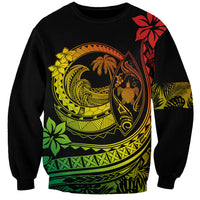 Polynesian Plumeria Sweatshirt Ride The Waves - Reggae - Wonder Print Shop