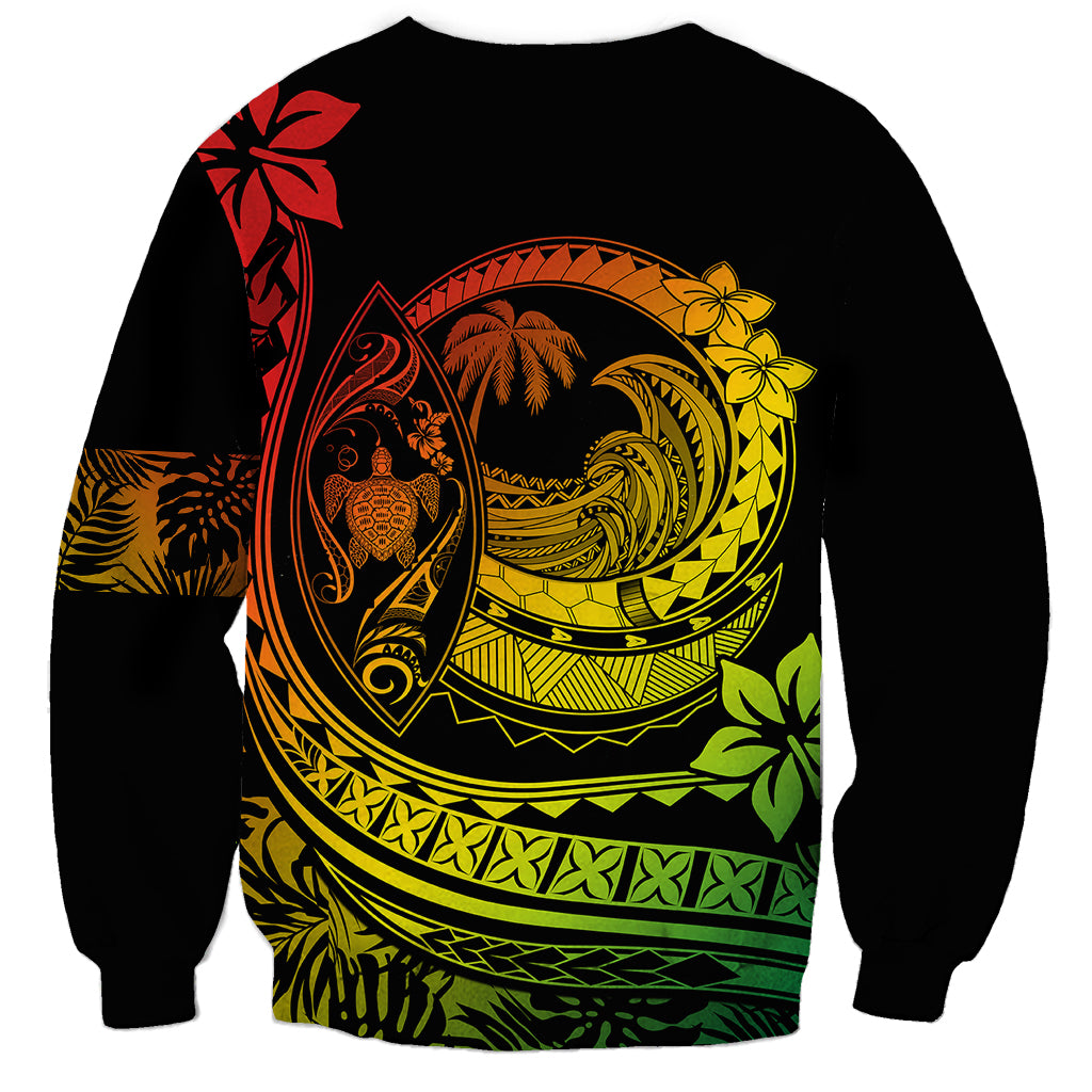 Polynesian Plumeria Sweatshirt Ride The Waves - Reggae - Wonder Print Shop