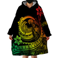 Polynesian Plumeria Wearable Blanket Hoodie Ride The Waves - Reggae - Wonder Print Shop