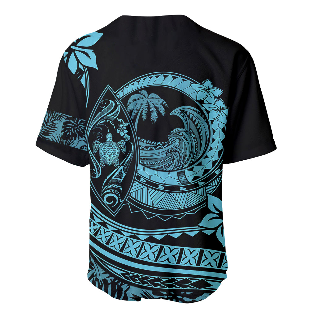 Polynesian Plumeria Baseball Jersey Ride The Waves - Turquoise LT7 - Wonder Print Shop