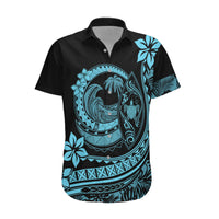 Polynesian Plumeria Hawaiian Shirt Ride The Waves - Turquoise - Wonder Print Shop