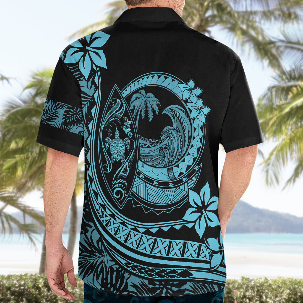 Polynesian Plumeria Hawaiian Shirt Ride The Waves - Turquoise - Wonder Print Shop
