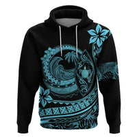 Polynesian Plumeria Hoodie Ride The Waves - Turquoise - Wonder Print Shop